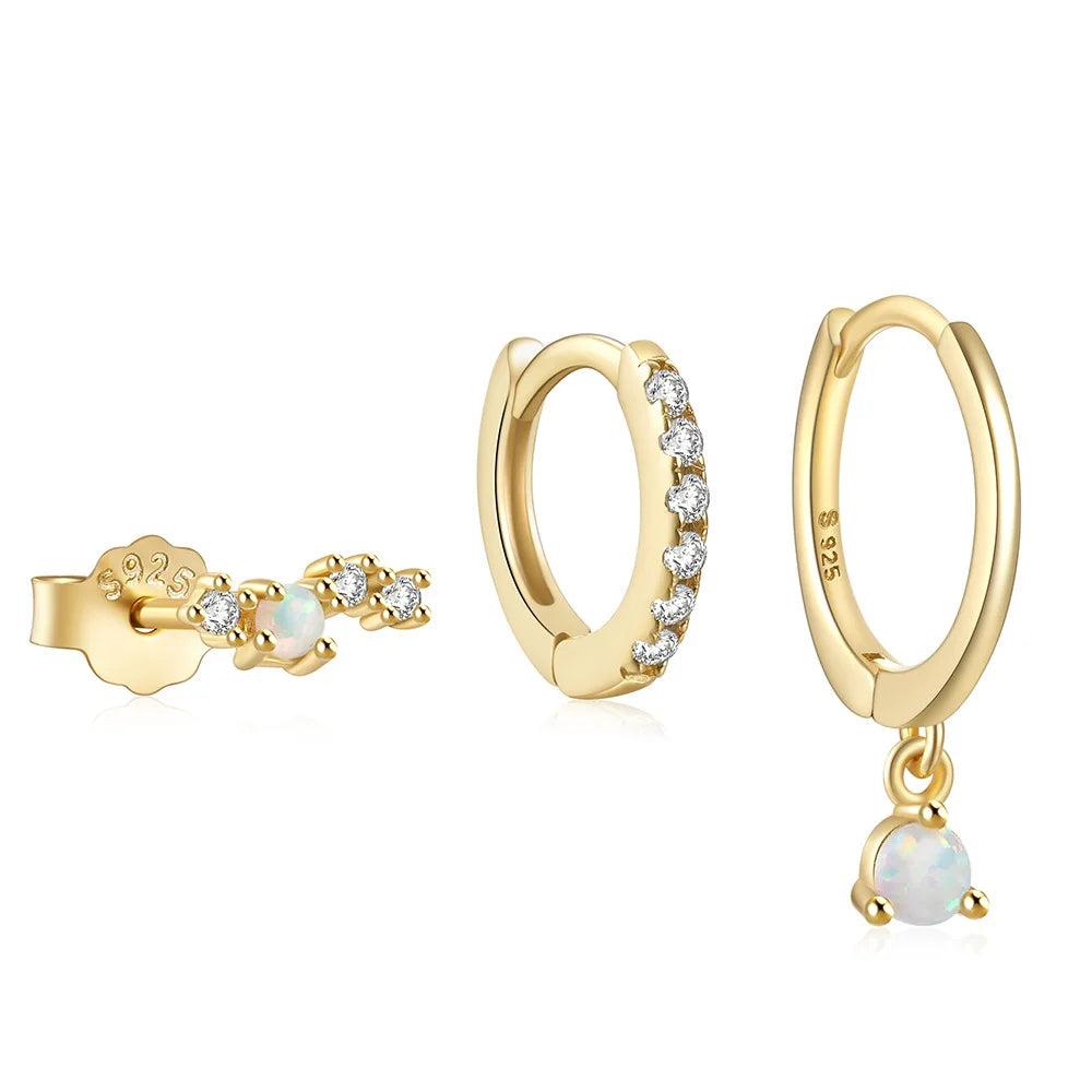 Gemstones Opal Zircon Earrings Set Earrings Women Sterling Silver 925 Jewellery Fashion Jewelry Earrings