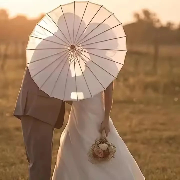 Custom DIY Traditional Wooden Oilpaper Wedding Umbrella Hand-Painted Bohemian Straight Pattern Adults' Party Occasions