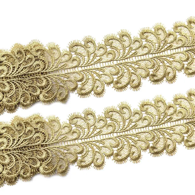 Single Border Knitted Non-elastic Hollow Out Polyester Lace Water-soluble Gold Clothing Decoration Accessories