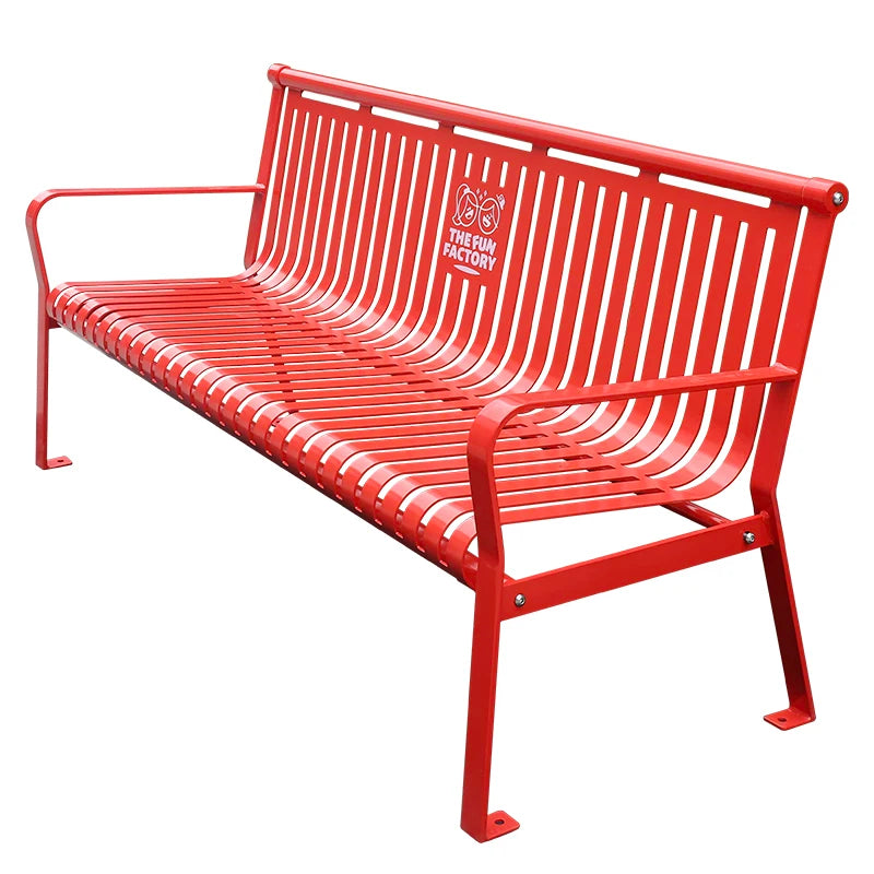 Outdoor Park Long Metal Slat Bench Seat Outside Street Decorative Steel Bench Seating Public Garden Patio Antique Bench Chair