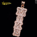 10k Solid Rose Gold VVS Lab Grown Diamond CVD Custom Made Double Iced Out Vertical Name Pendant