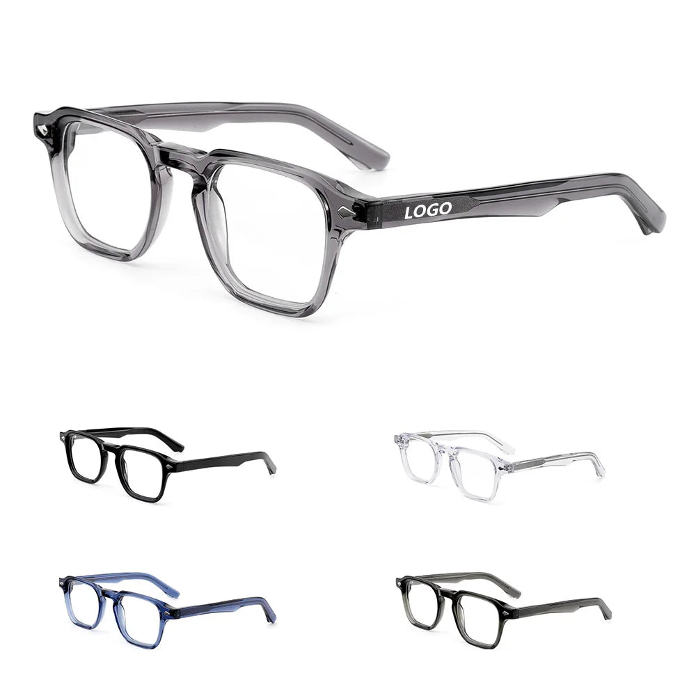 Square Transparent Grey Acetate Optical Frame Lunette De Soleil Customized Logo Eyeglasses Frames Unisex for Men and Women