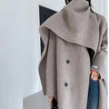 New Coming Hot Sale Scarf Collar 100% Wool Coat Women Winter Wool Coat