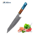 8 Inch Japanese Damascus Vg10 Professional Chef Knife Stabilized Wood Octagonal Geometric Colorful Handle Cleaver Butcher