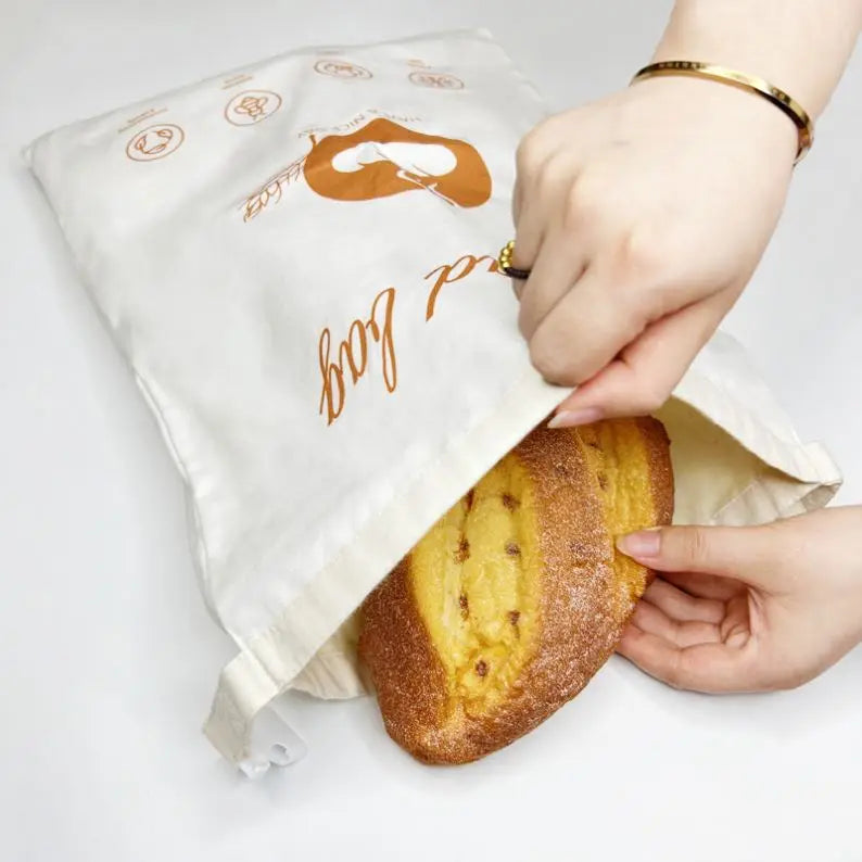 Organic Cotton Eco-Friendly Bread Storage Bag Reusable Folding Style Food Safe Storage Solution Shopping
