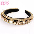 New Baroque Padded  Rhinestone Headbands for Women Wide Elastic Hairbands Diamond Women Hair Accessories