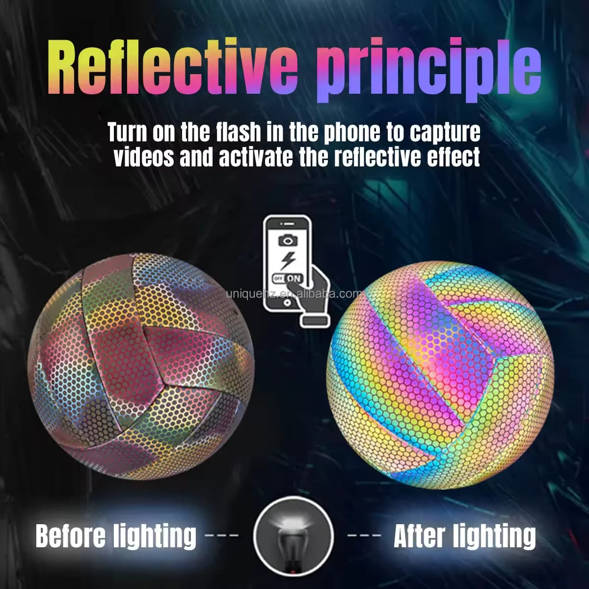 Reflective Glowing Professional PU Material Size 5 Volleyball with Custom Design Logo Customizable Color for Adult Outdoor Use