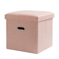 Customized Living Room Furniture square Fabric Folding Storage Ottoman Cube with Hole Metal Handle Home Accessories