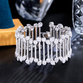 Expensive Super Luxury Full Cubic Zirconia Micro Pave Women Large Wide Bracelet Bangle for Ladies Wedding Event Bridal Party