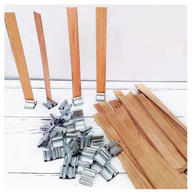 Wholesale Eco-friendly Wooden Core Candle Wick Wooden Wick with Metal Wick Clip Glass Jar for Candle Making