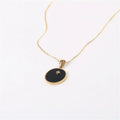 Stainless Steel One Black Resin One CZ Stone and One Sun Double Face Coin Pendant Necklace MegaBDM