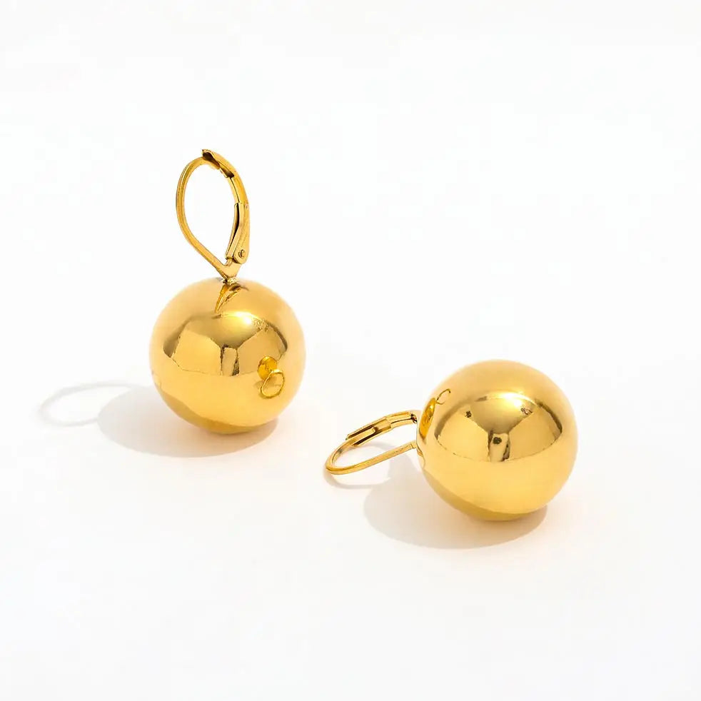 New Trendy 18K Gold Plated Shiny Hollow Round Ball Stud Earring Women's Geometric Stainless Steel Jewelry Wholesale