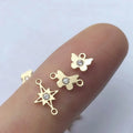 Bulk Waterproof 14K Gold Filled Zircon Crystal Butterfly Connector Charms for Jewelry Making