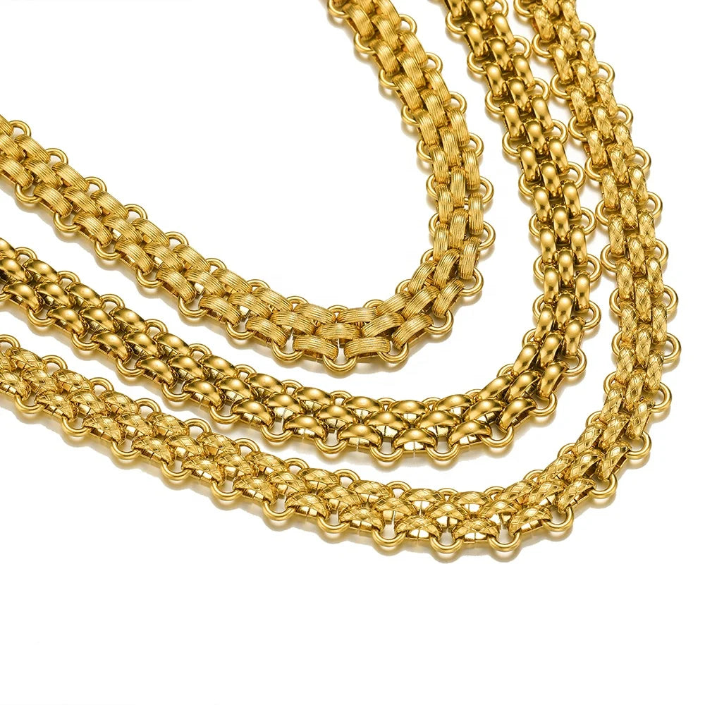 1 Meter Stainless Steel Vertical Stripe Gridding Braided Chains for DIY Hiphop Jewelry Necklace Bracelet Findings Wholesale