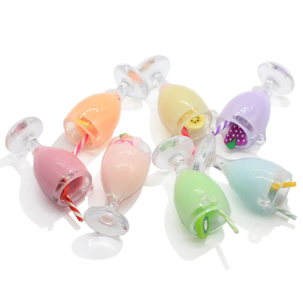 Plastic 3D Fruit Juice Cup Resin Charms Pendant Sweet Drink Floating DIY Keychain Jewelry Decor Accessory Photographing Pro