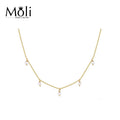 Ins Style Gold Plated Cute Mini Size 3-4mm Freshwater Real Natural Pearl Strand Choker Necklace
