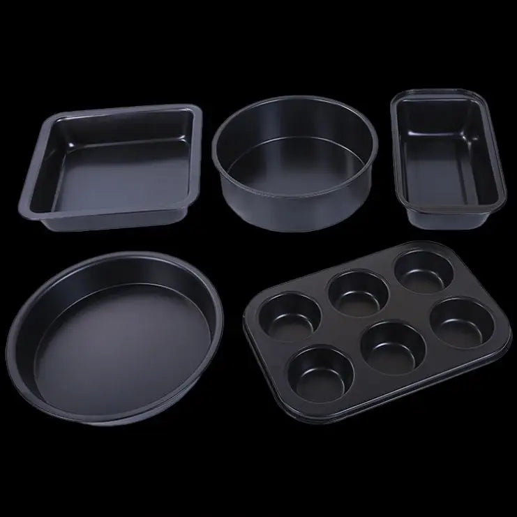Top Sellers 2025 for  Hot Sell Kitchen Accessories 8-inch Cake Baking Tool Six-cup Pizza Carbon Steel Toast Pan 5pcs Set