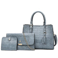 2022 Hot Sale Fashion 3-in-1 Women's Shoulder Bags Set Crocodile Pattern PU Handbags with Large Capacity Water Resistant Feature
