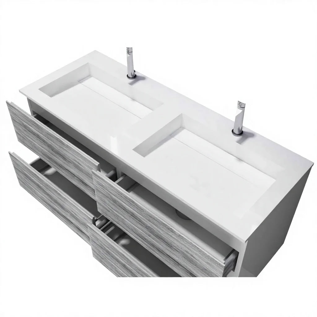 GM Modern Italian Wall-hung Bathroom Resin Surface Artificial Stone Solid Countertop Sinks Shampoo Sinks Durable Hotel Use