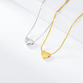 Love Heart Pendant Minimalist Gold Plated Box Chain Jewelry Women 925 Sterling Silver Necklaces