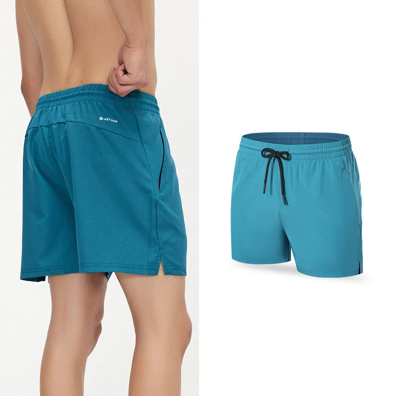 Wholesale Summer New Quick Dry Men's Sports Gym Running Fitness Shorts Breathable Polyester Zipper Side Pocket Solid Pattern