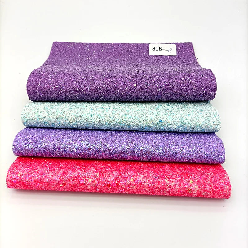 Dazzling Color Shiny Delicate Chunky Glitter PU Leather Fabric for Making Decorations/Wallpaper/Crafts/Hair Clips