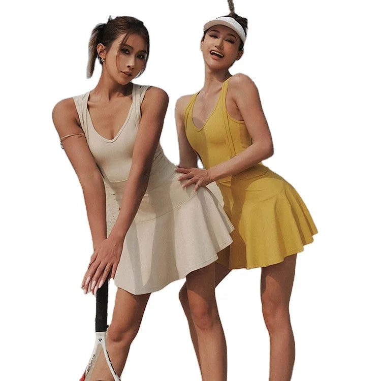 Ladies Sports Tennis Mini Dress Women's Sportswear Custom Fitness Summer Yoga Wear Blank Jumpsuits Skirts