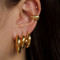 High End Minimalist Women Jewelry 18k Gold Plated Stainless Steel Hypoallergenic Chunky Thick Loop Hoop Earrings for Women