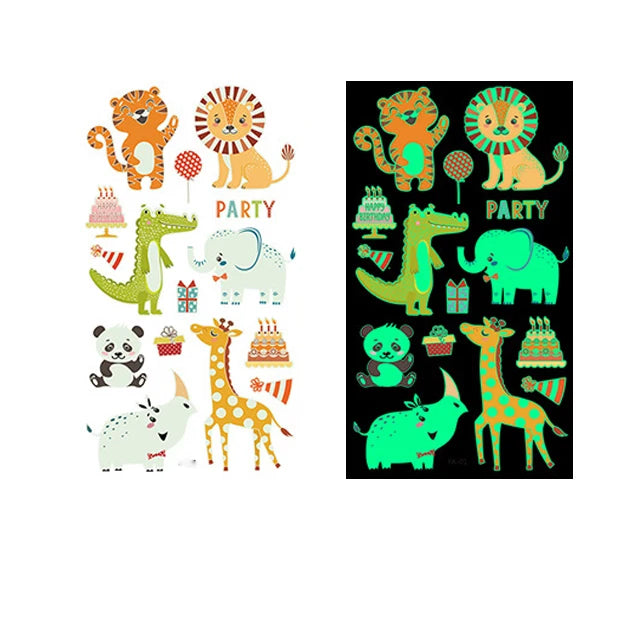 Runzio Waterproof Ocean Animal Unicorn Glow in Dark Sheet Temporary Neon Tattoo CE Certified for Kids