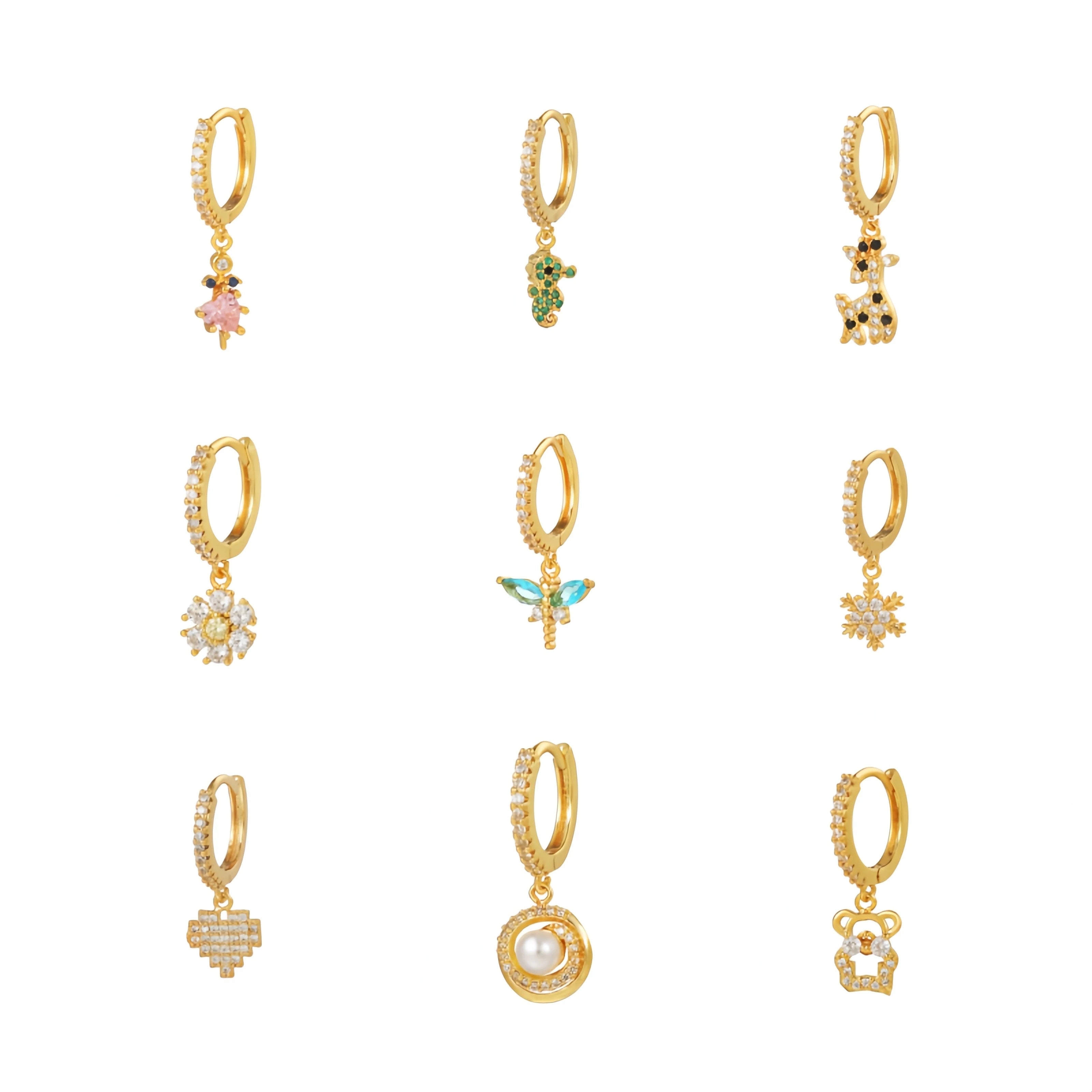 ZUOLA New Dangle Zircon Cartilage Huggie Earrings Eco-friendly Brass 18K Gold Plated Trendy Women's Piercing Jewelry Wholesale