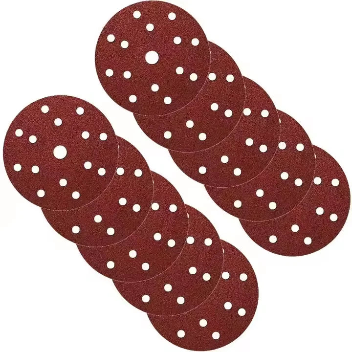 60pcs/set 20sets/carton 150mm Aluminium Oxide Sanding Discs with 15-Hole Hook Loop 40 60 80 120 180 240 Grit