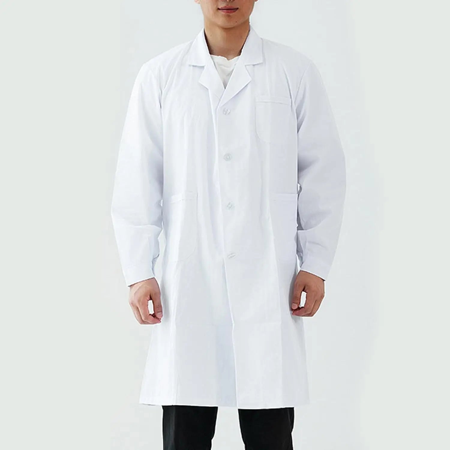 Unisex Lab Coat Classic Fit Workwear Uniform with Front Pockets White for Men Women Lab Coat Professional Collection