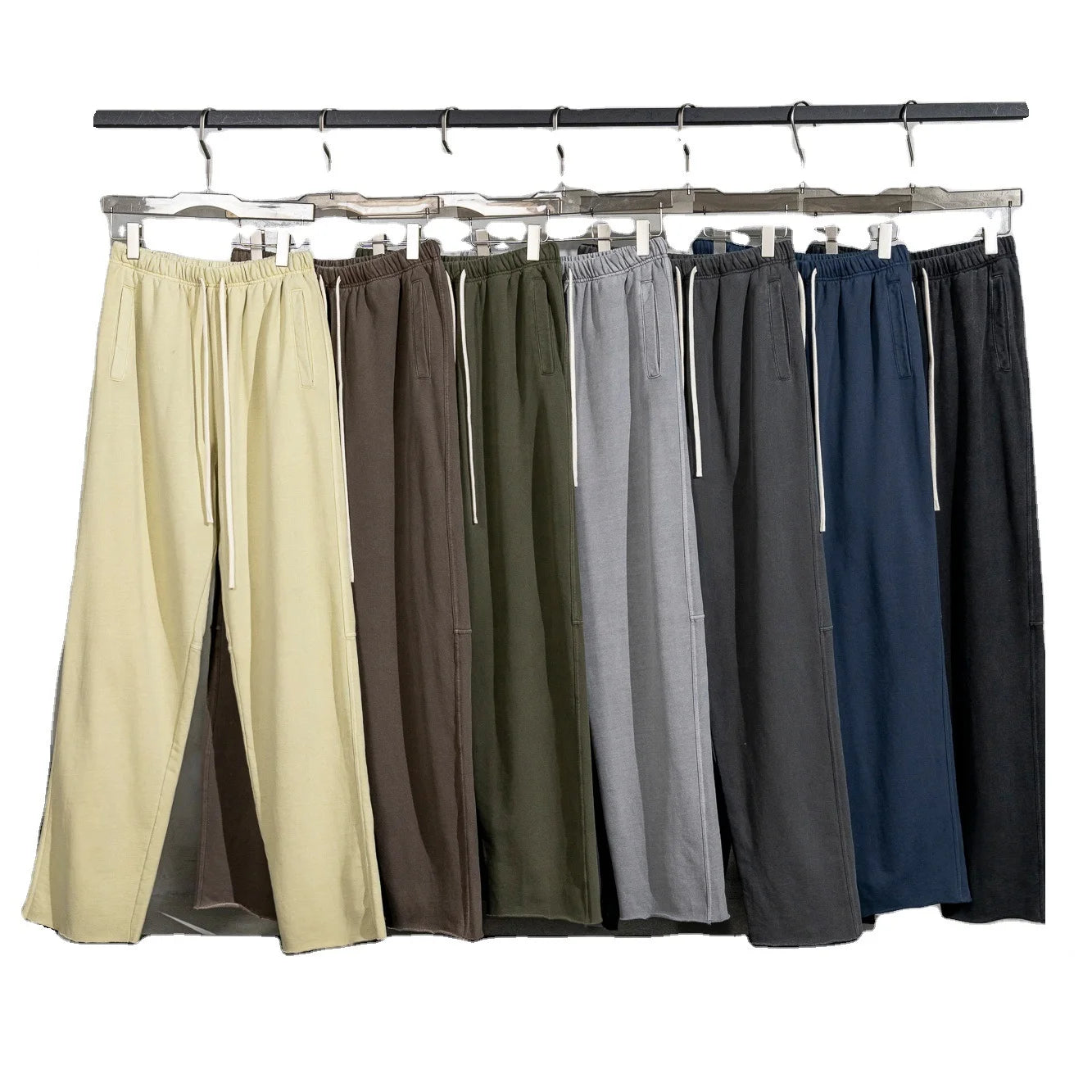 2023 Latest Spring Fashion Casual Mid Waist Heavyweight Jogger Sweatpants Retro Washed Plain Jazz Hip Hop Cotton for Edge Unisex