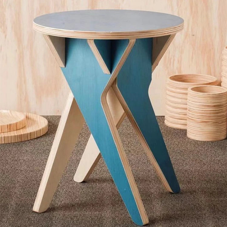 2 PCS Multifunction Plywood Small Wooden Stool Children's Adult Round Stool Living Room Home Small Bench Sofa Wood Stool Chair