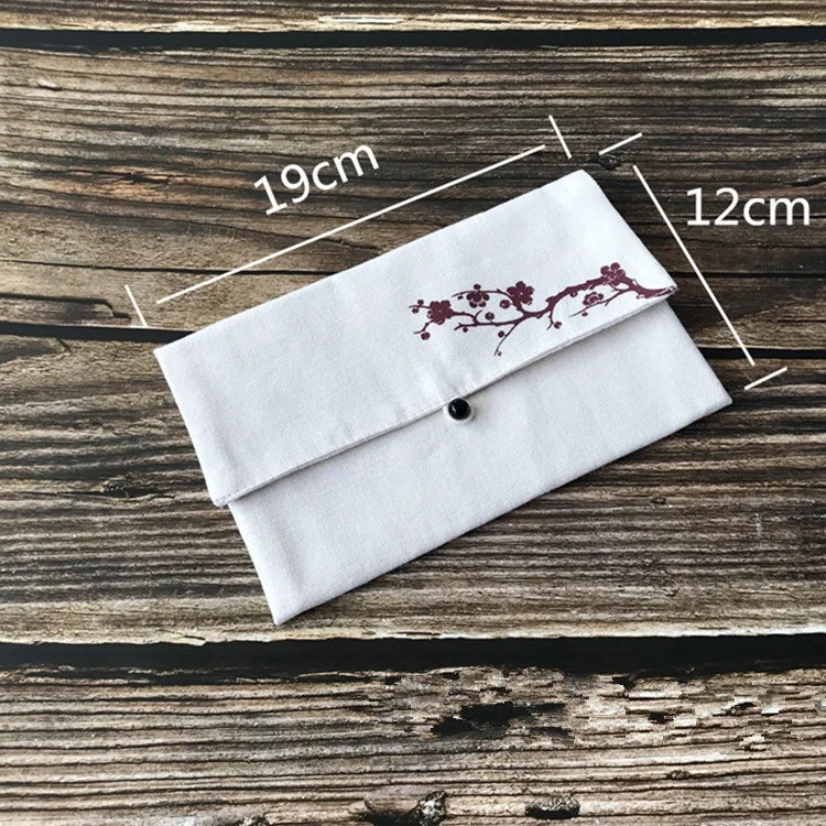 Free Sample Custom Logo Printed Cotton Envelope Shape Bag Luxury Muslin Flap Jewelry Pouch