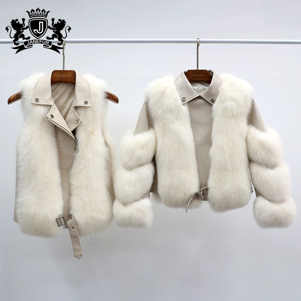 Natural Fur Vest Autumn Winter Genuine Fur Coat Women Fluffy Waistcoat New Fashion Real Fox Fur Gilet