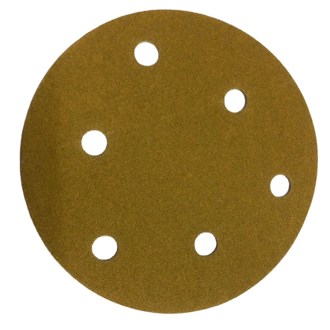 150mm 6 Holes Sandpaper Yellow Purple Sand Paper Disk Abrasive Disc