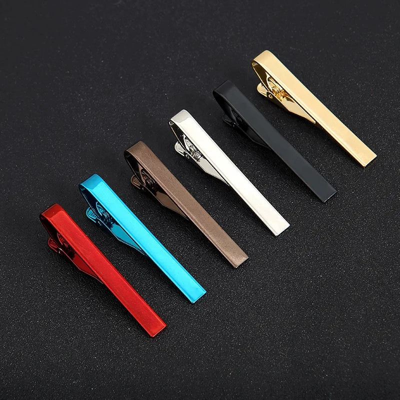 Men's 6 Colors Copper Tie Clips Minimalist Bar Tie Pins for Business Formal Wear Premium Metal Tie Accessories for Gentlemen