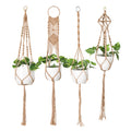 Dropshipping 4 Legs Macrame Plant Hanger Hanging Planter Natural Jute Plant Holder With Wood Bead Decoration and Metal Ring