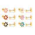 Custom Wholesale Korean Mixed Flower 18k Gold Plated Jewelry Fashion Stud Earrings Stainless Steel Earrings for Little Girls