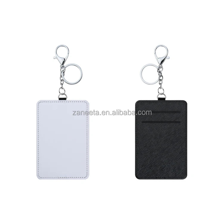 Custom Blank Card Holder Sublimation PU Card Holder Keychain