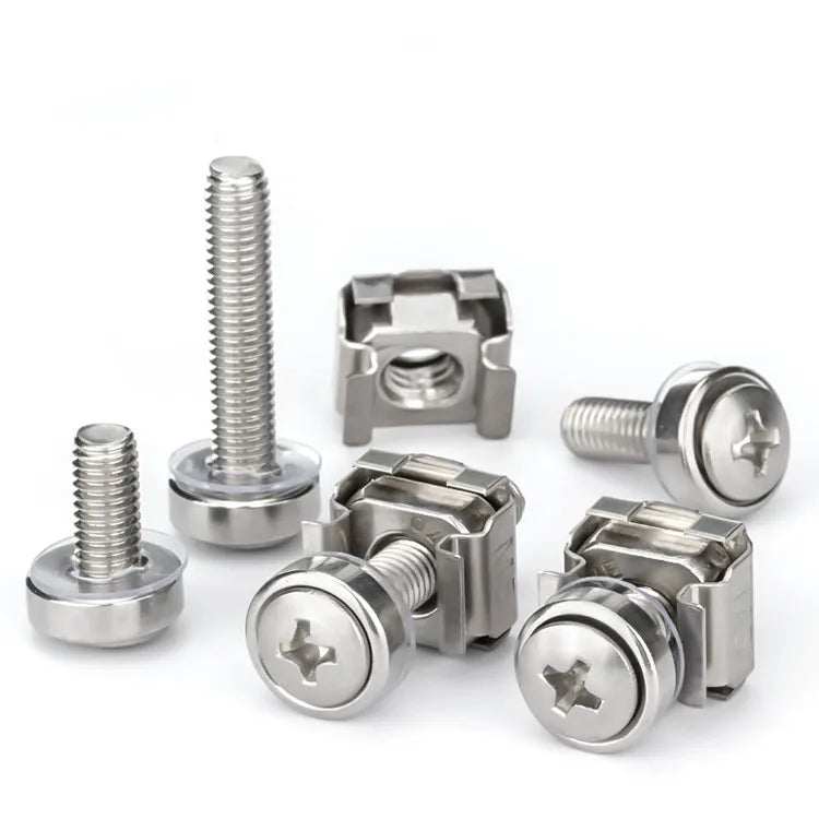 Stainless Steel 304 M4 to M10 Rack Mount Cabinet Screw with Cage Nut Metric Measurement System