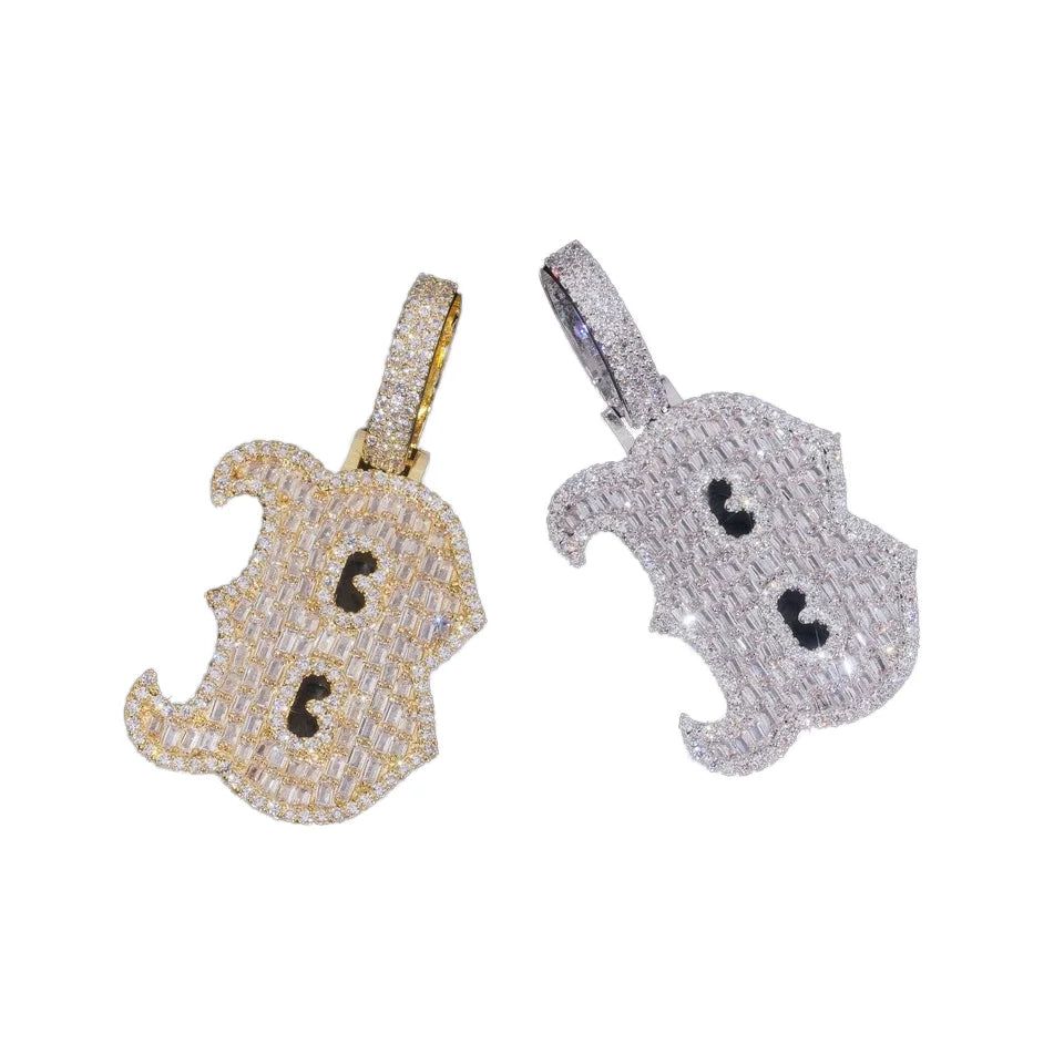 Golden Cross S925 Silver Hip Hop Style Moissanite Letter Pendant Necklace Brilliant Cut Stones Gold/Silver Plated Link Chain