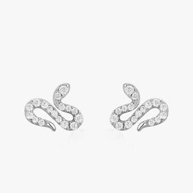 Ailmay Fashion 925 Sterling Silver Cute Animal Little Snake Earrings Sparkling CZ for Women Girls Anti-Allergy Fine Jewelry Gift
