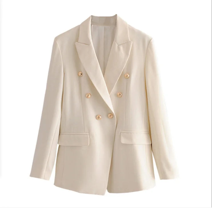 Europe and the United States 2026 Summer New Street Trendsetter Breasted Trim Suit Coat Loose Casual White Coat Female