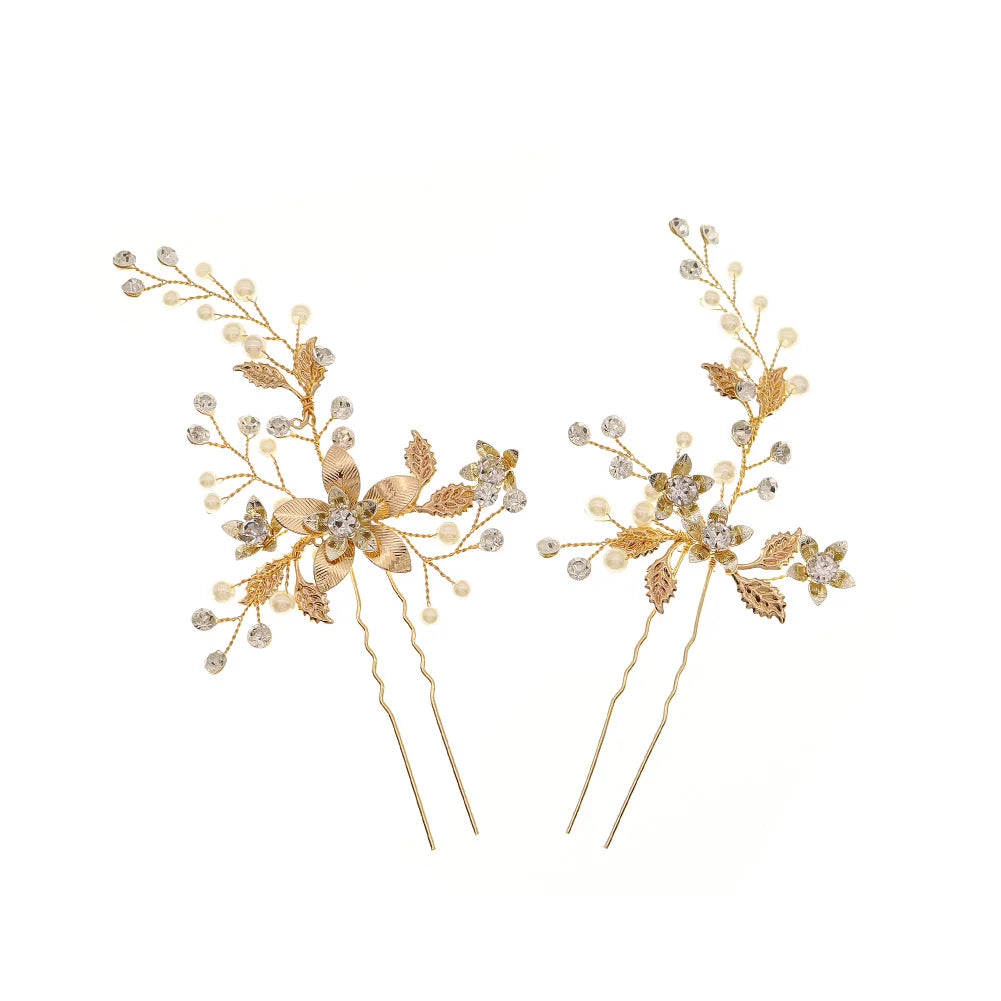 Handmade Wedding Rhinestone Headpieces Bridesmaid Hair Pieces Hair Pins Sets(2 Pieces)