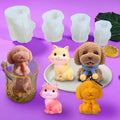 B-5402 Cute Cat Dog Animal Silicone Candle Mold Puppy Kitten Ice Block Gypsum Soy Wax Mould Home Decoration Aromatherapy Crafts