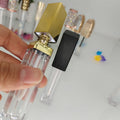 Fashion Black Lip Glaze Empty Bucket square Lip Gloss Empty Tube Transparent Plastic Lip Glaze Empty Bottle with Light Mirror