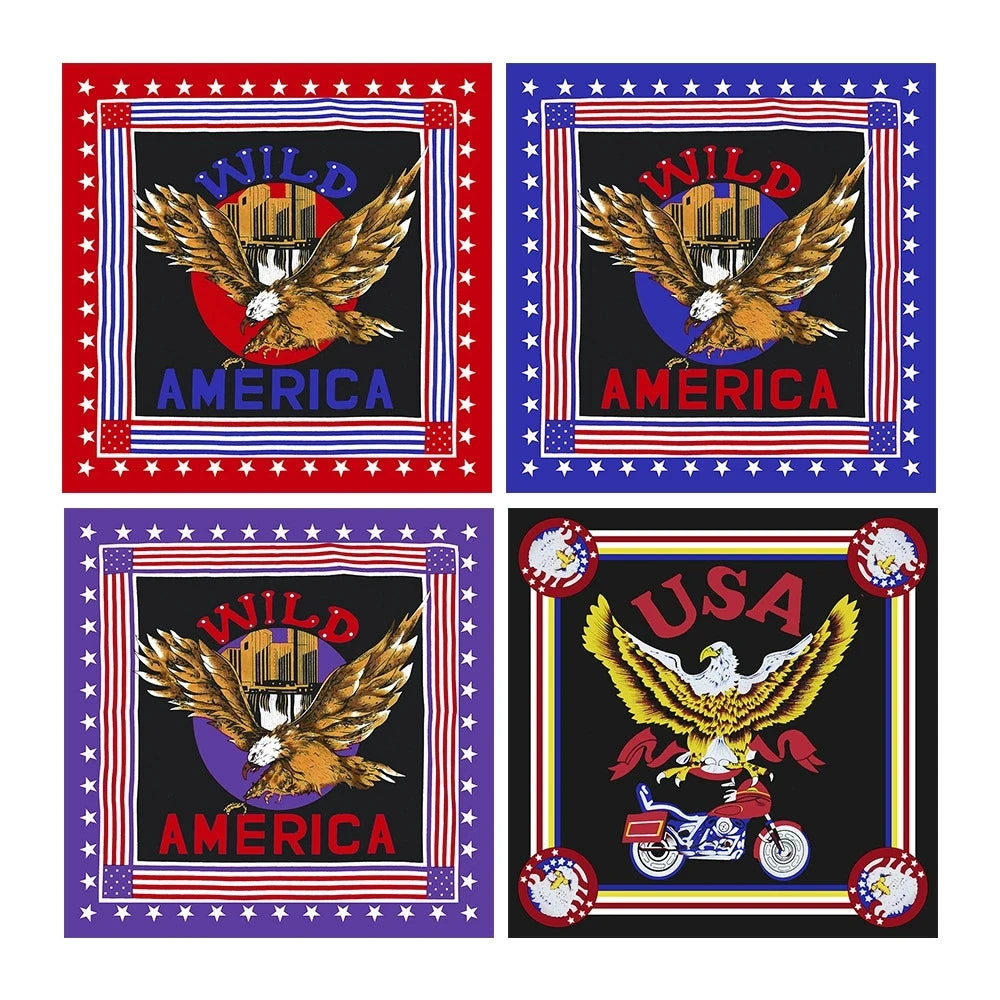 Wholesale Multifunctional Eagle Pattern Cotton Bandana Outdoor Hip-Hop Fashion Bandana Custom Pattern Logo Bandanas for Men