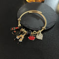 Factory Sales Good Price Ballet Shoes Lips Heart Charms Stainless Steel Bangle Women Fashion Charms Bracelet